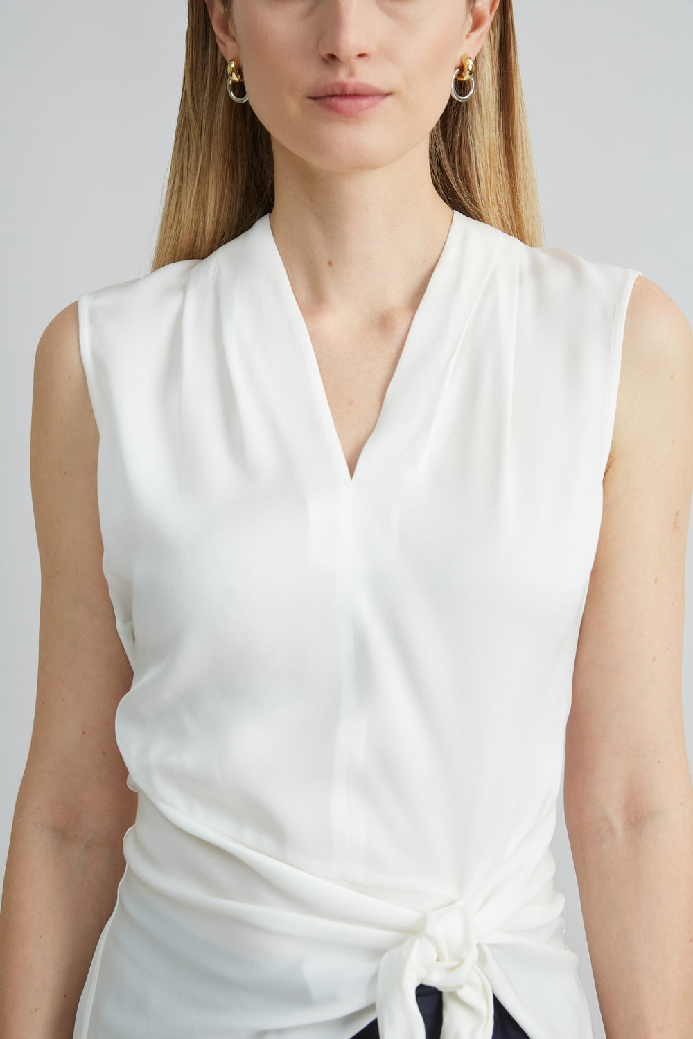 Silk Side Tie Shirt | Elie Tahari FRESH PEARL