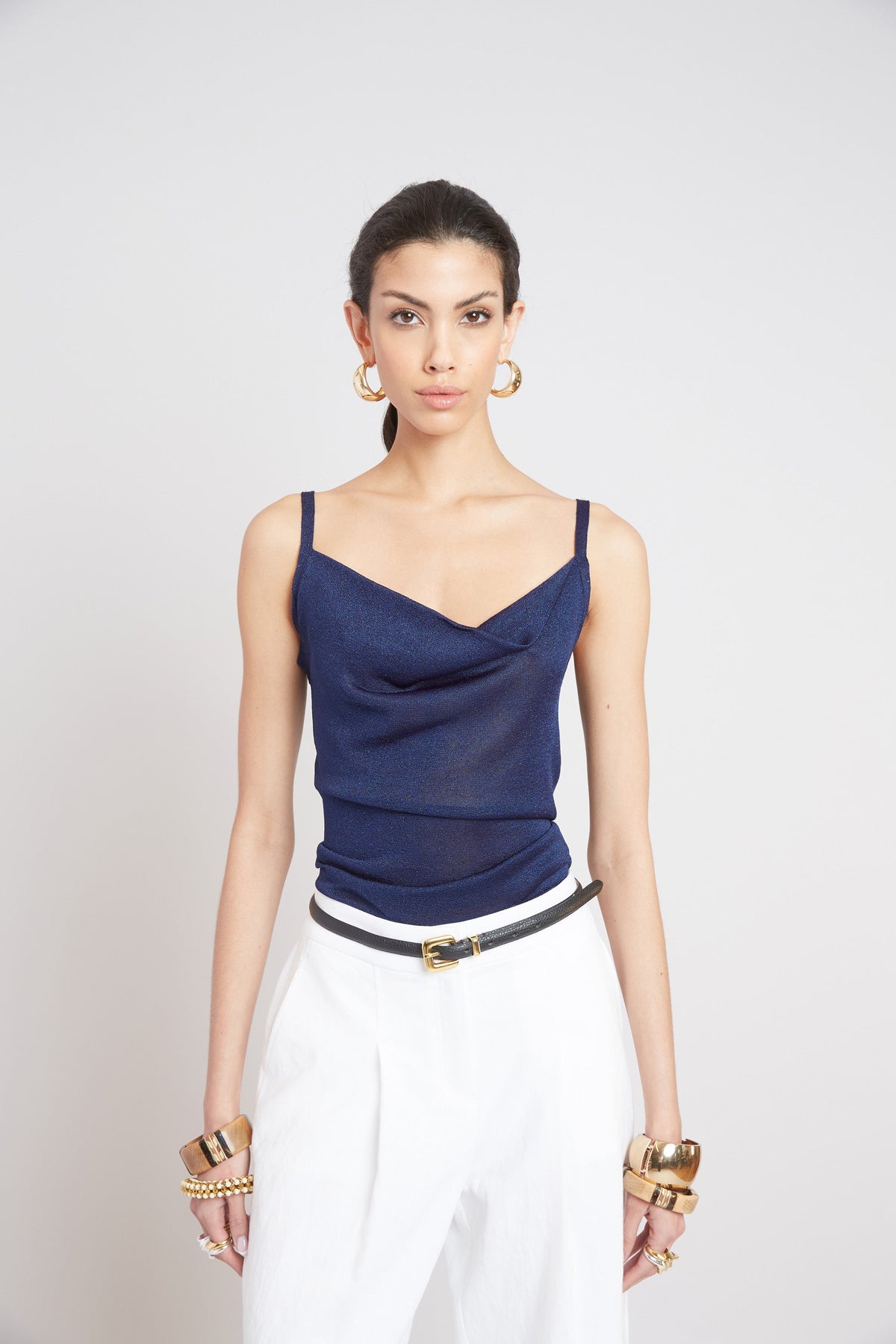 Metallic Knit Cami | Elie Tahari GALAXY NAVY