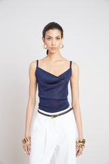 Metallic Knit Cami | Elie Tahari GALAXY NAVY