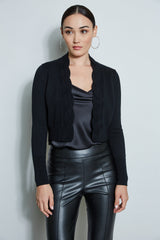 Cropped Cable Cardigan | Elie Tahari BLACK