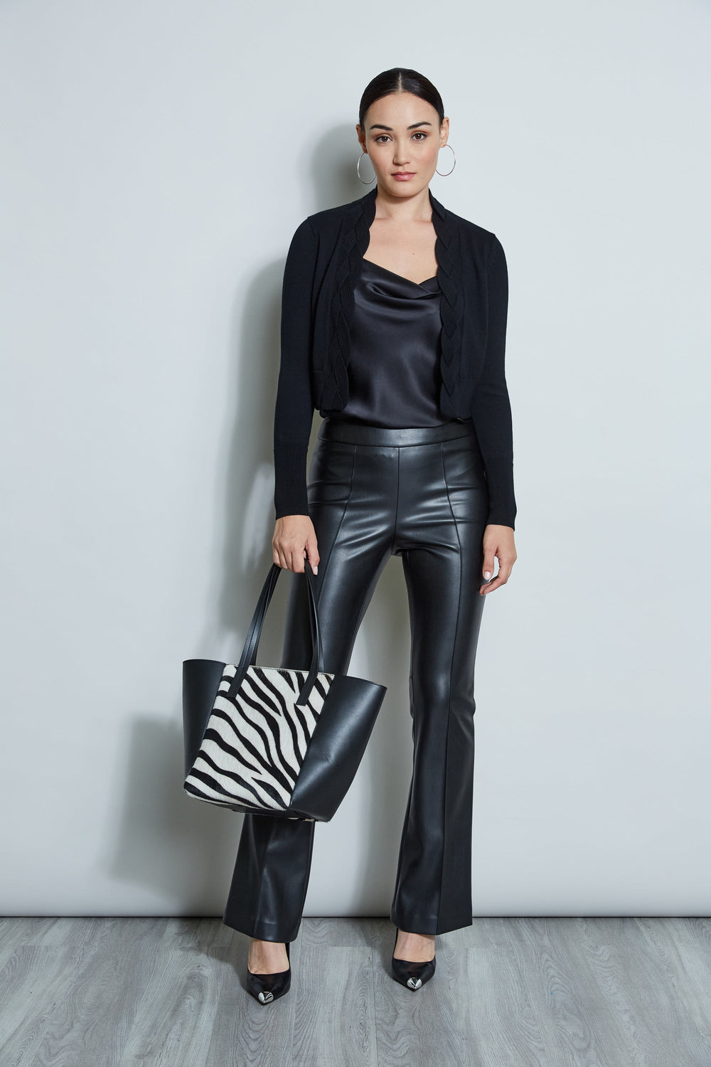 Cropped Cable Cardigan | Elie Tahari BLACK