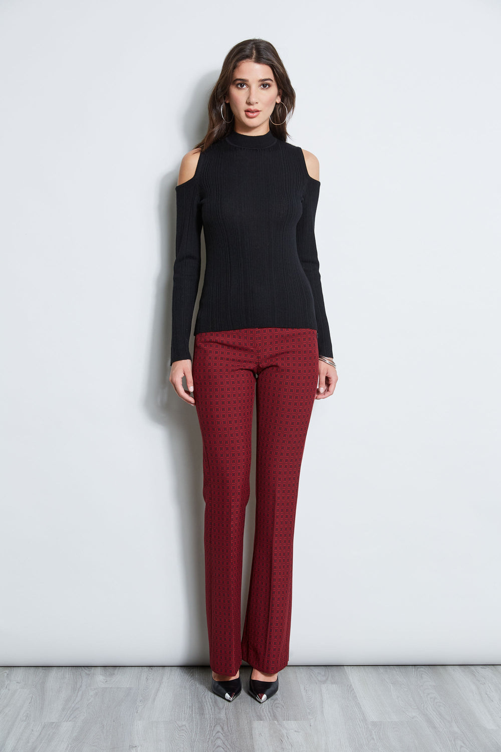 Cold Shoulder Mock Neck Sweater | Elie Tahari BLACK