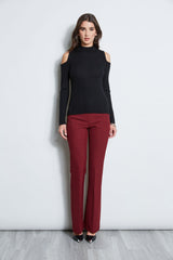 Cold Shoulder Mock Neck Sweater | Elie Tahari BLACK