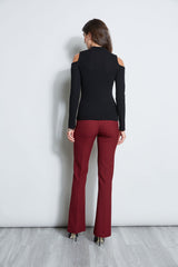 Cold Shoulder Mock Neck Sweater | Elie Tahari BLACK