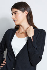 Cable Button Cardigan | Elie Tahari BLACK