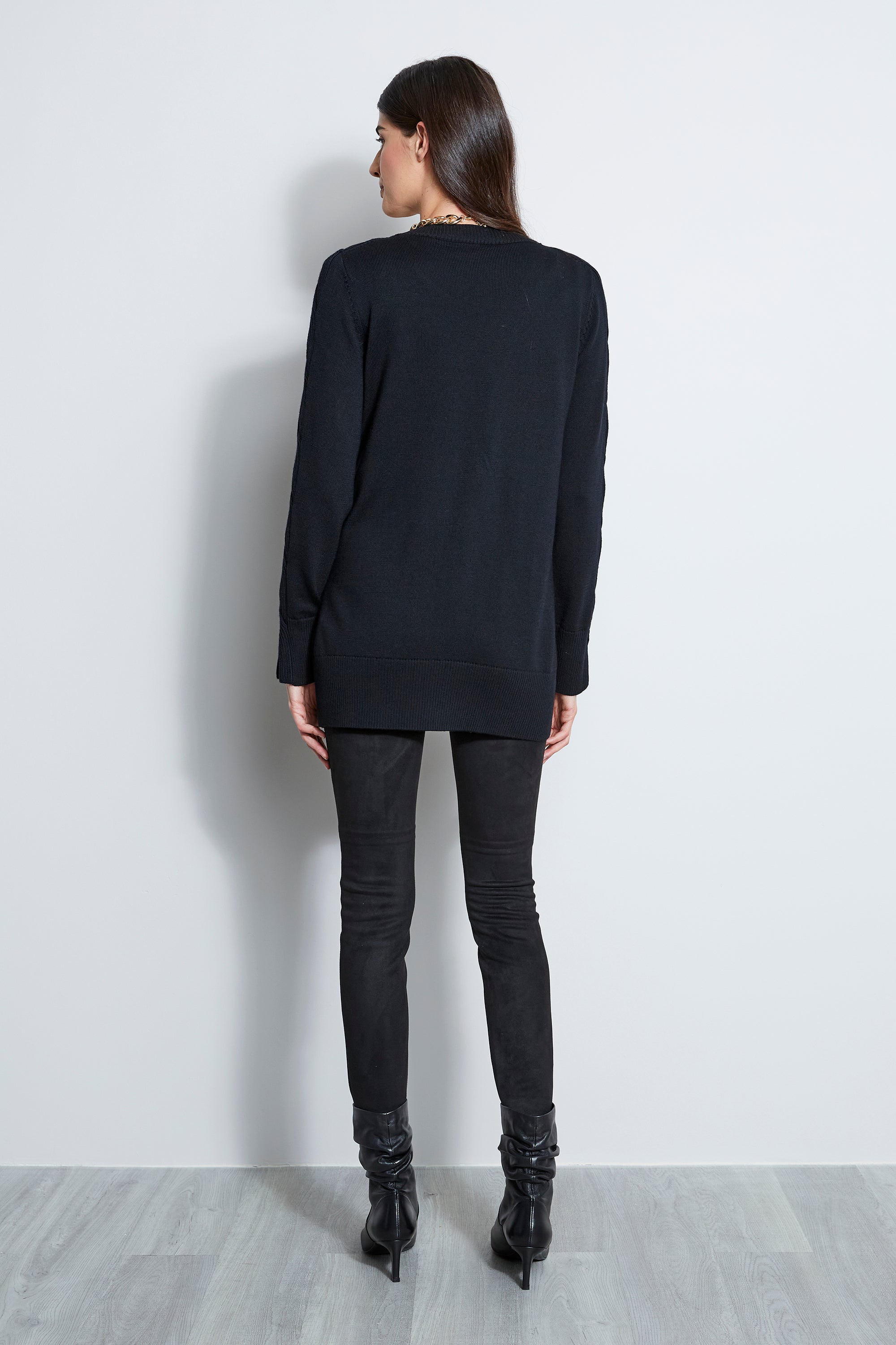 Cable Button Cardigan | Elie Tahari BLACK