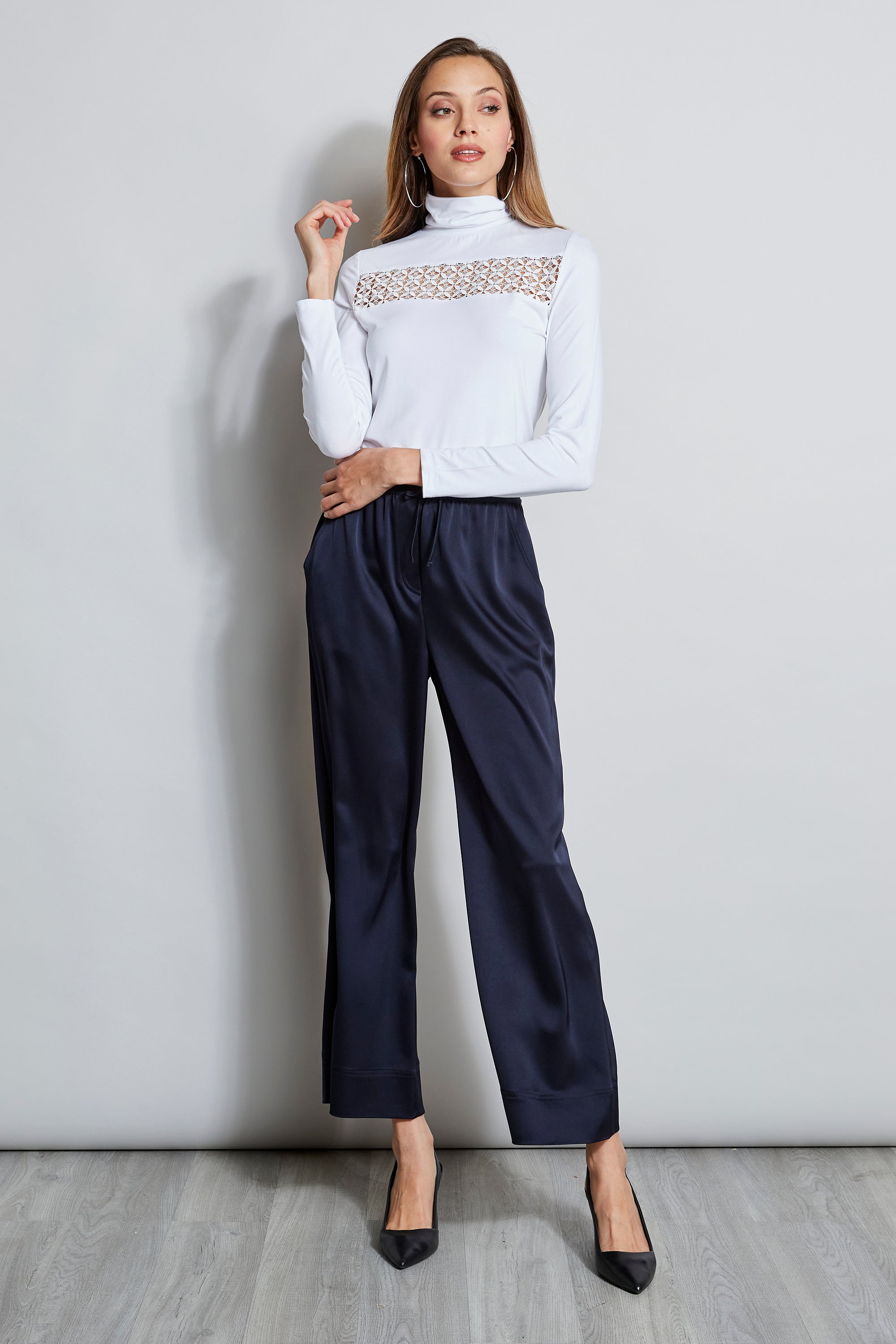 Lace Insert Turtleneck Knit | Elie Tahari WHITE