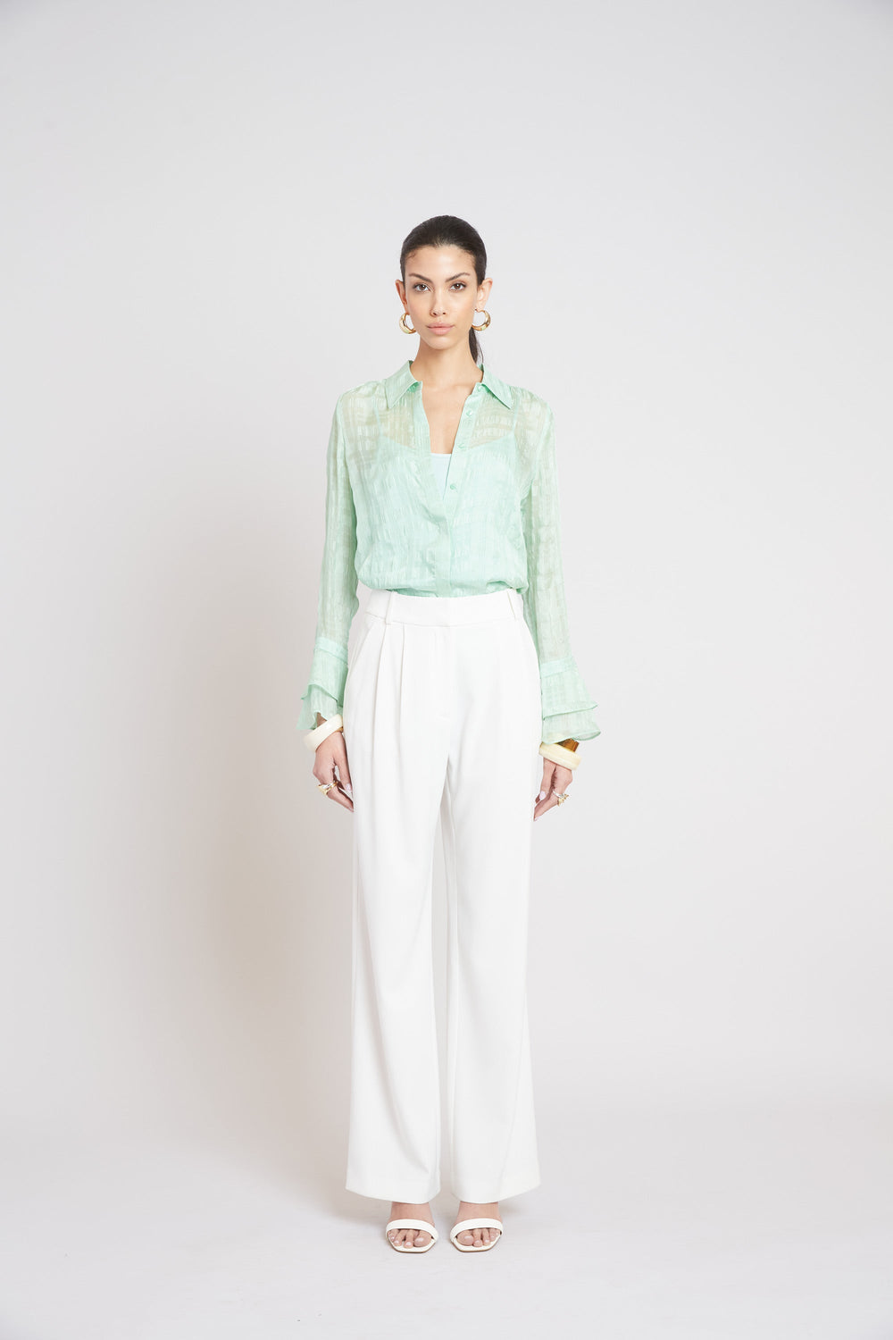 Silk Plaid Jacquard Shirt | Elie Tahari MINT
