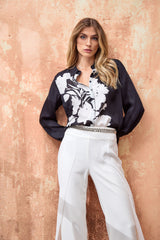 Midnight Garden Shirt | Elie Tahari BLACK-IVORY