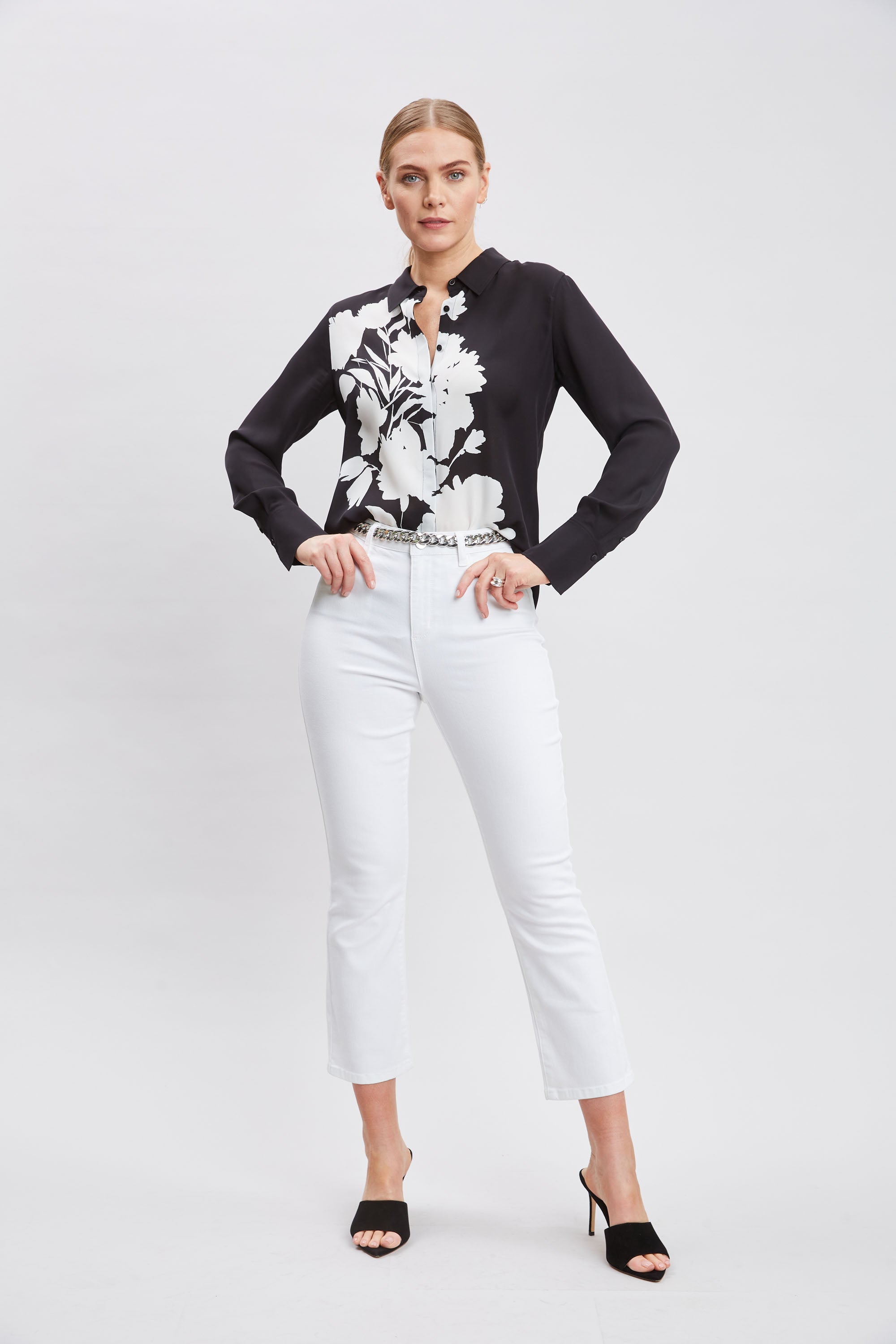 Midnight Garden Shirt | Elie Tahari BLACK-IVORY