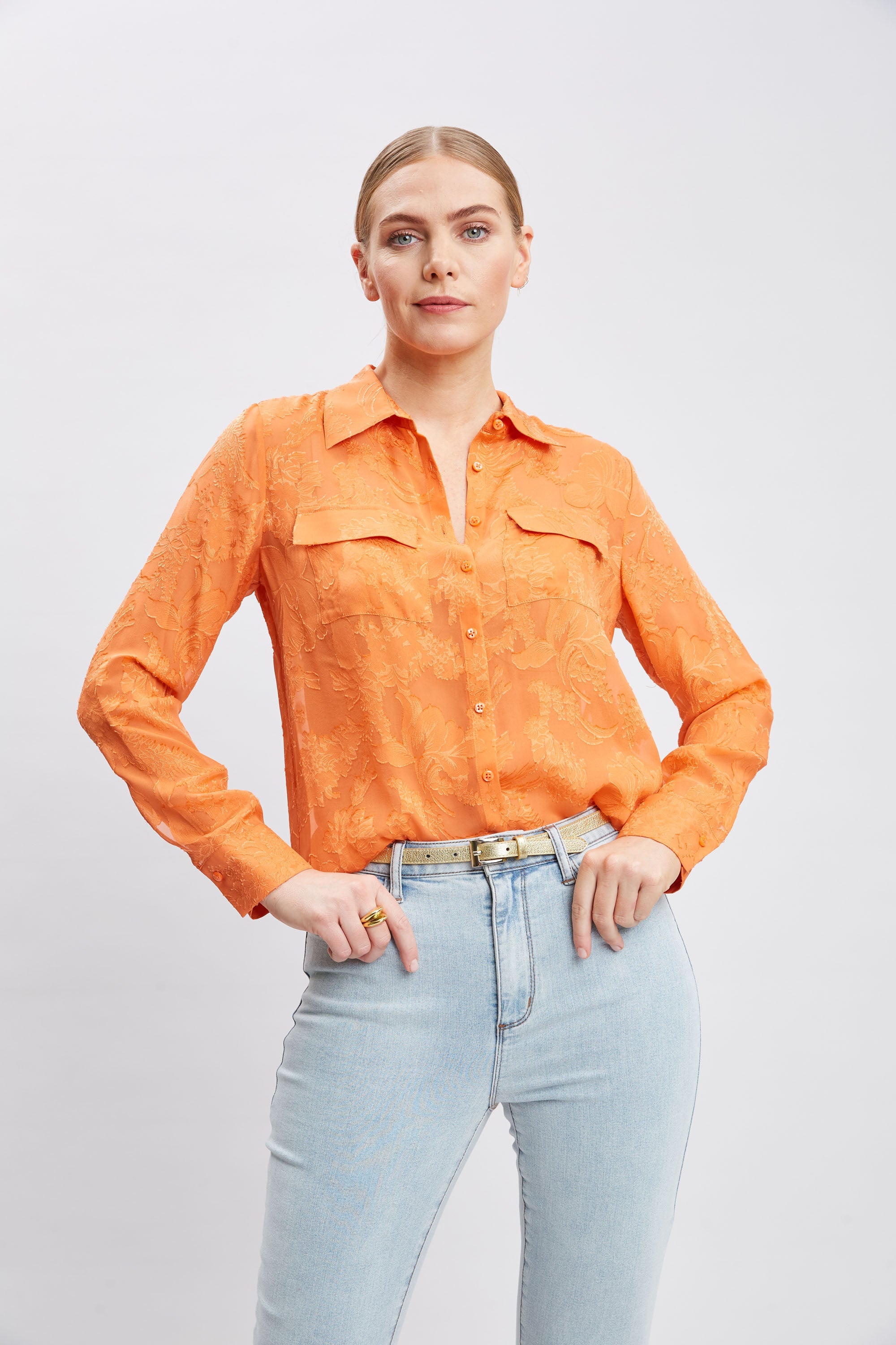 Silk Jacquard Utility Shirt | Elie Tahari MANGO