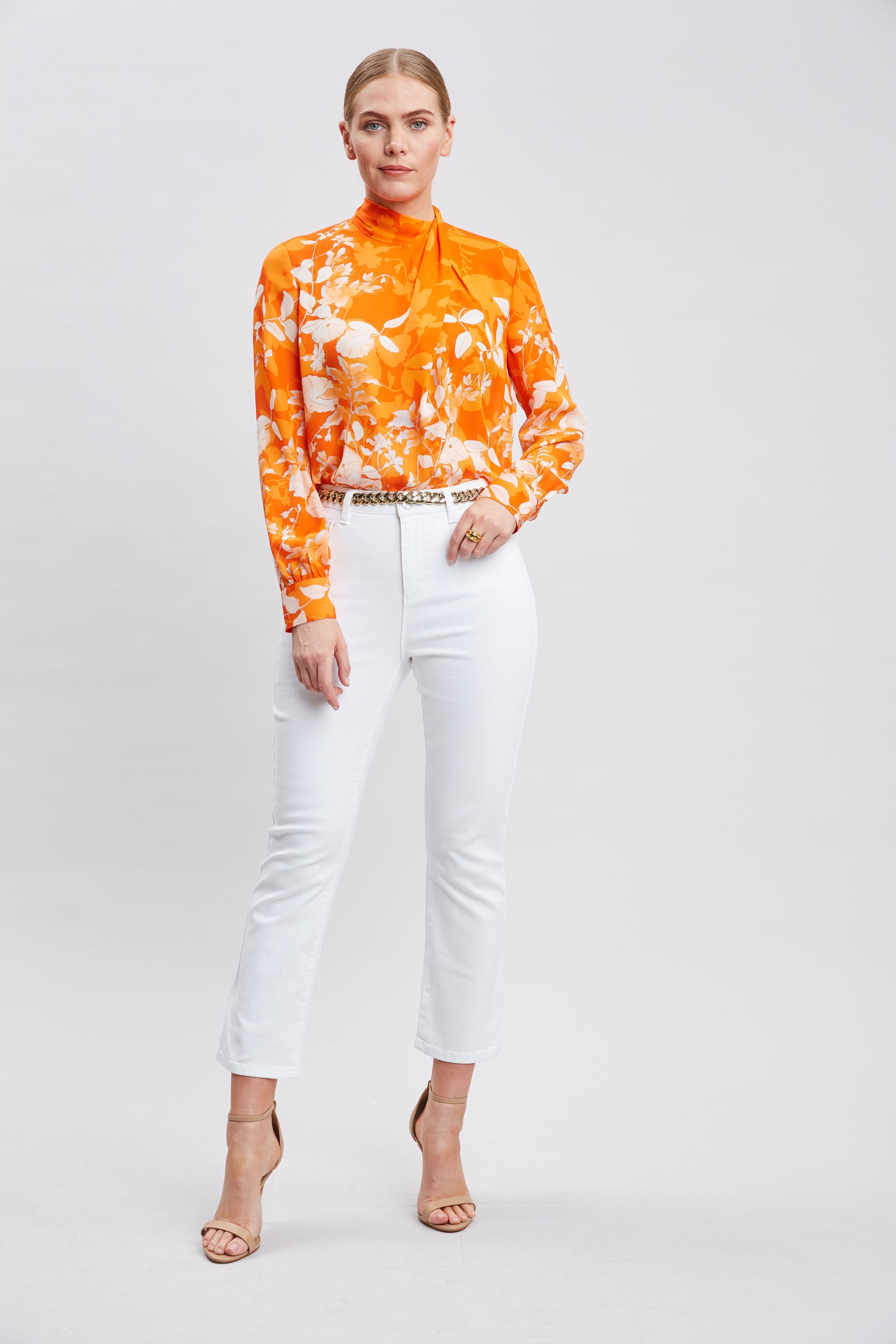 Silk Draped Neck Bloom Shirt | Elie Tahari MULTI