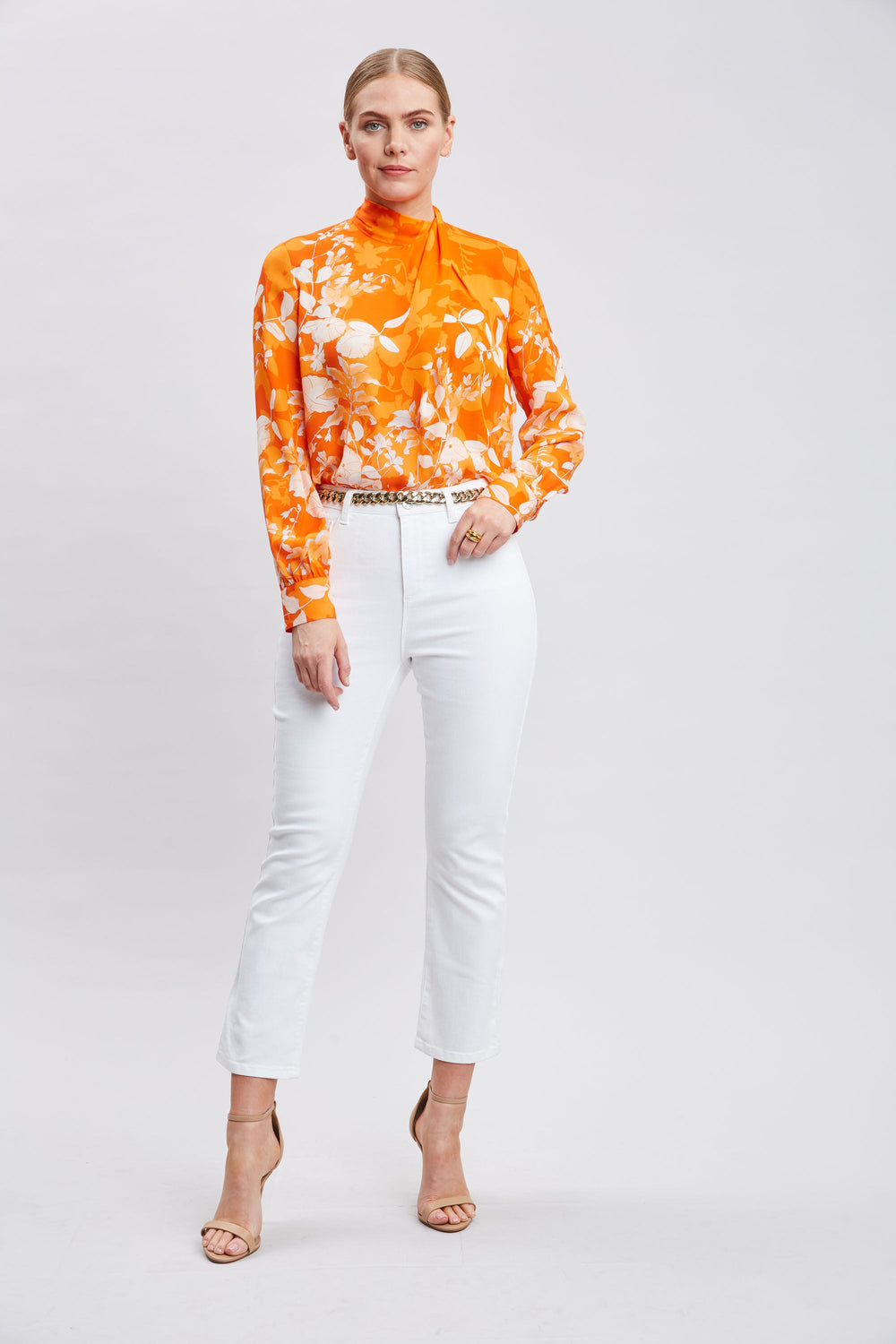 Silk Draped Neck Bloom Shirt | Elie Tahari MULTI