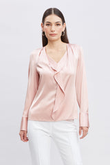 Silk Satin Ruffle Contour Shirt | Elie Tahari PINK LEMONADE