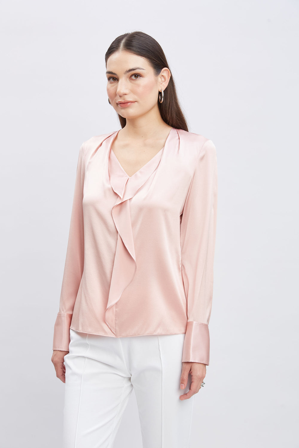 Silk Satin Ruffle Contour Shirt | Elie Tahari PINK LEMONADE