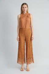 Sleeveless Twist Neck Knit | Elie Tahari CARAMEL