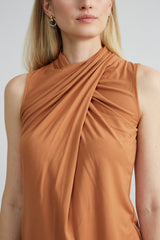 Sleeveless Twist Neck Knit | Elie Tahari CARAMEL