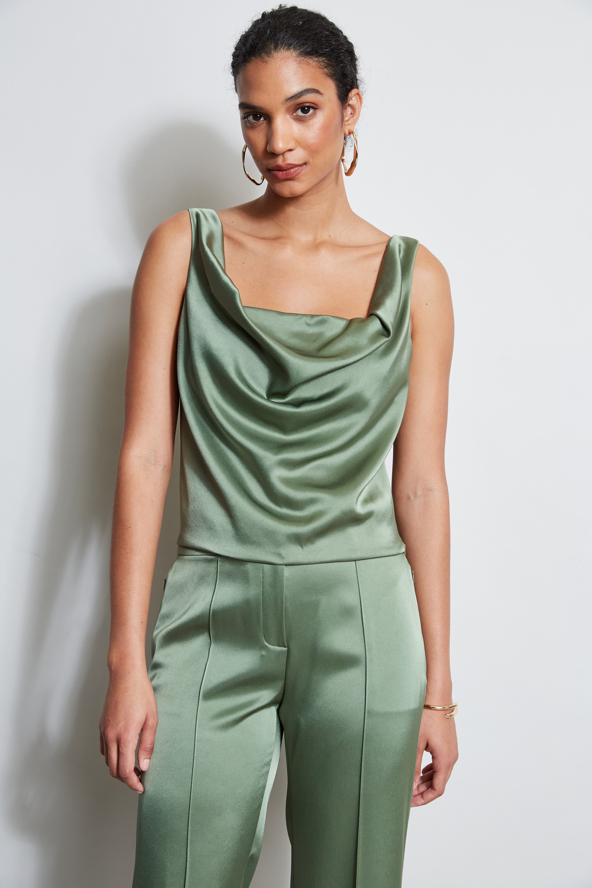 Satin Cowl Cami | Elie Tahari TUSCAN OLIVE