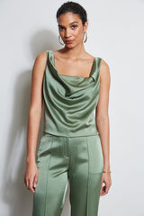 Satin Cowl Cami | Elie Tahari TUSCAN OLIVE