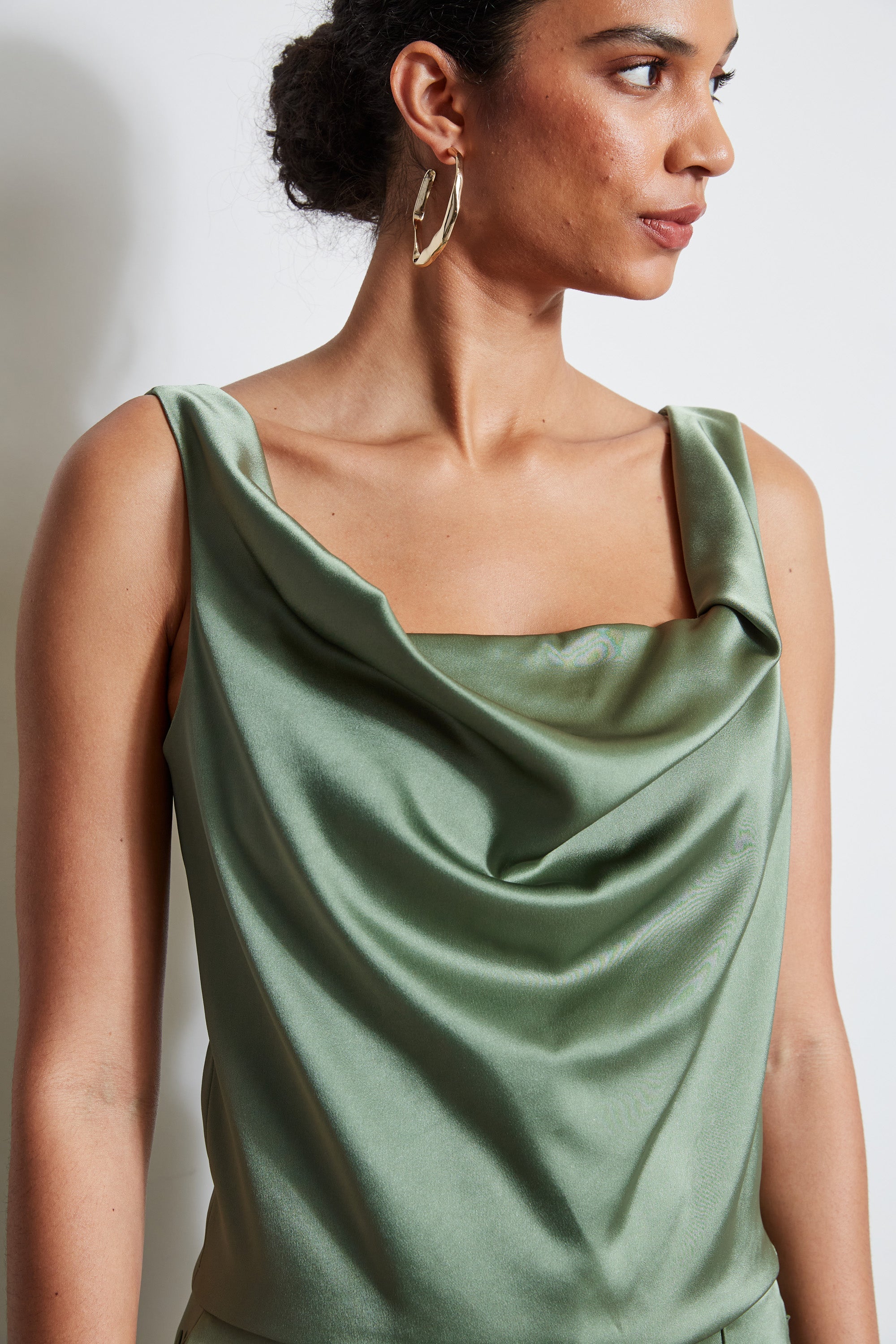 Satin Cowl Cami | Elie Tahari TUSCAN OLIVE
