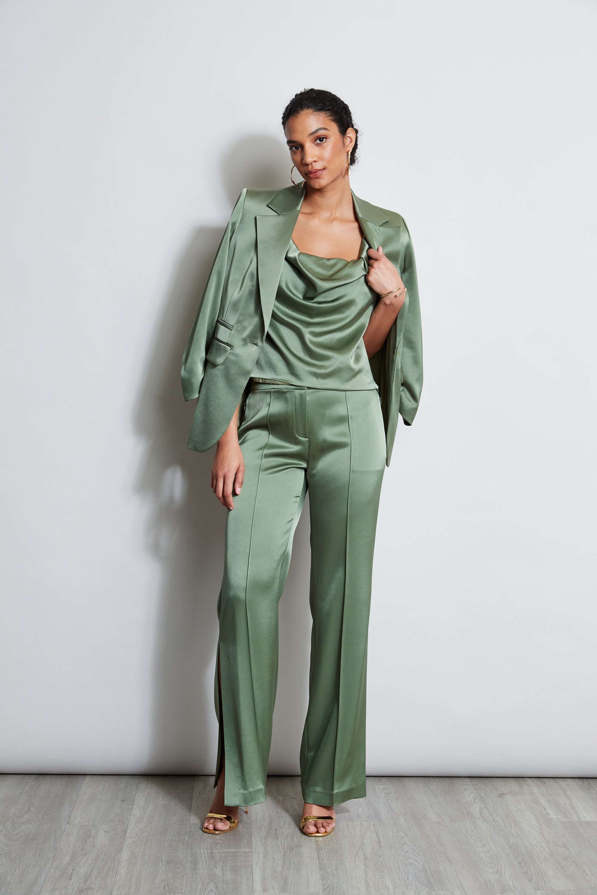 Satin Cowl Cami | Elie Tahari TUSCAN OLIVE