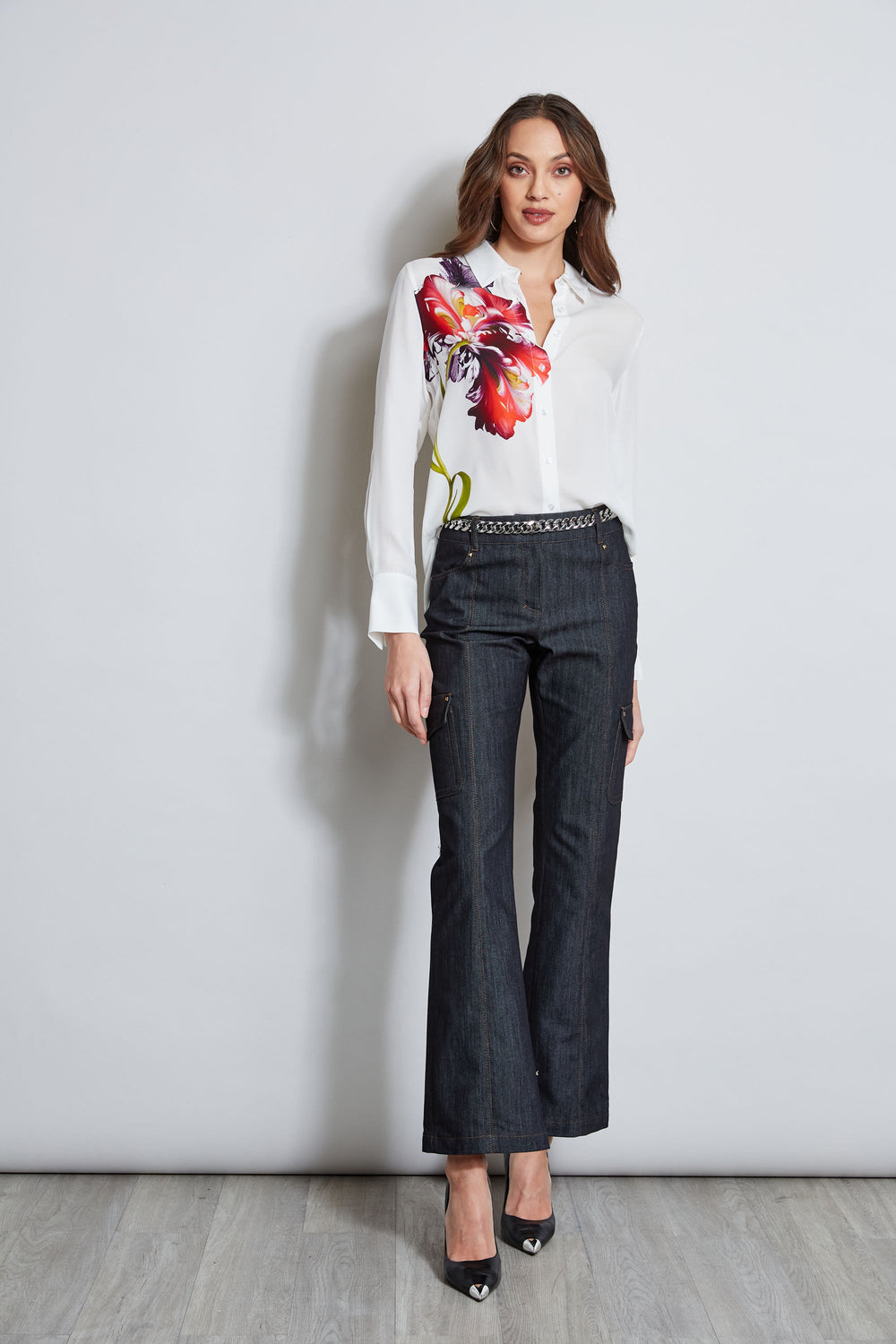 Digital Floral Silk Shirt | Elie Tahari FOAM MULTI