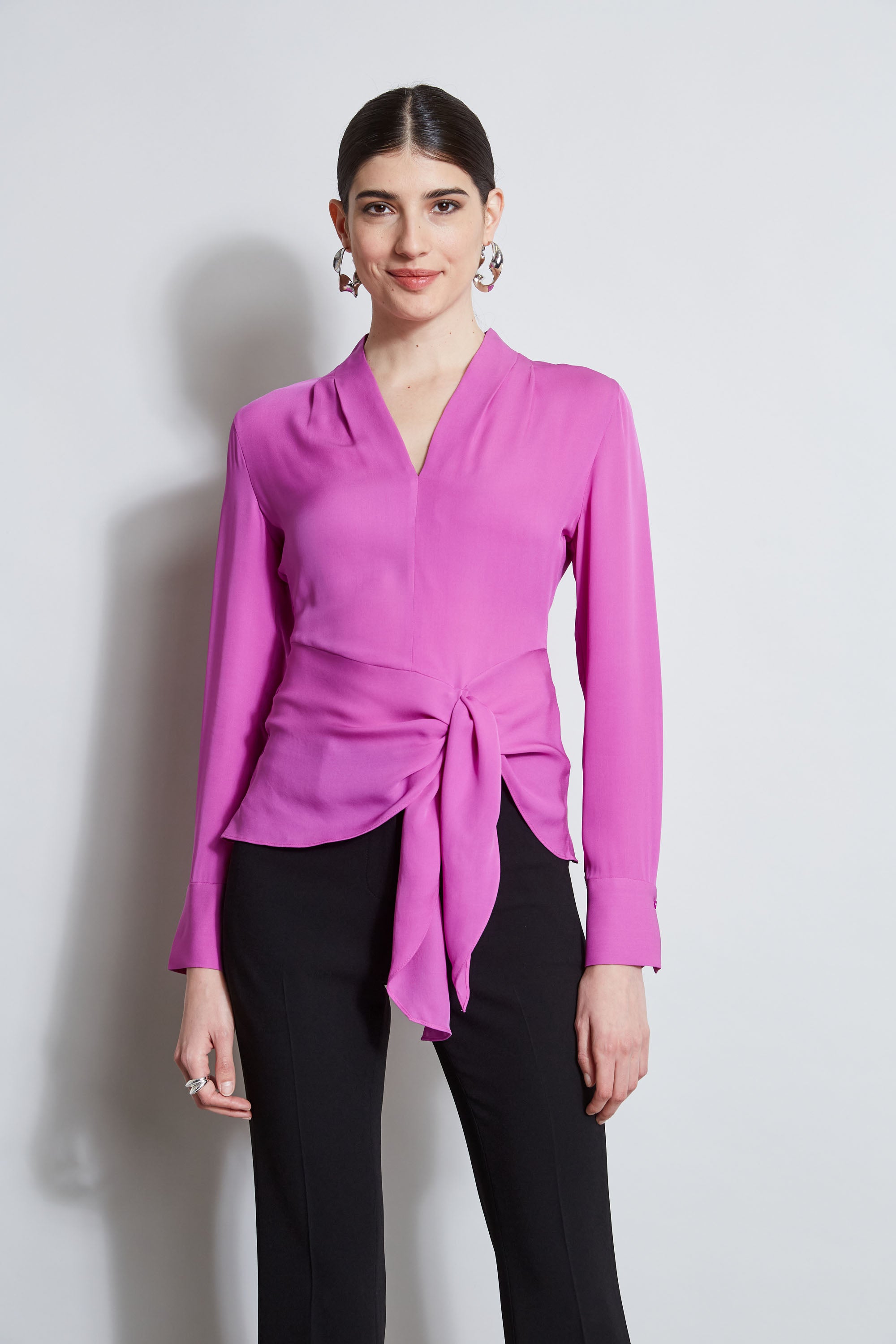 Contour Side Tie Shirt | Elie Tahari PEONY