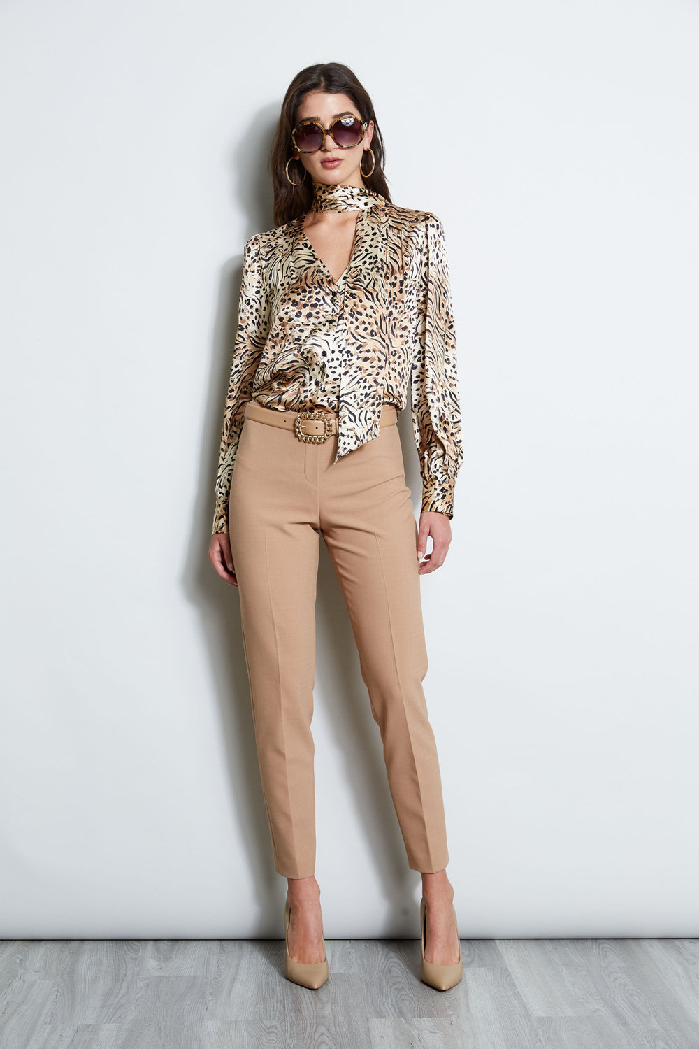 Silk Satin Winter Safari Shirt | Elie Tahari BARK MULTI