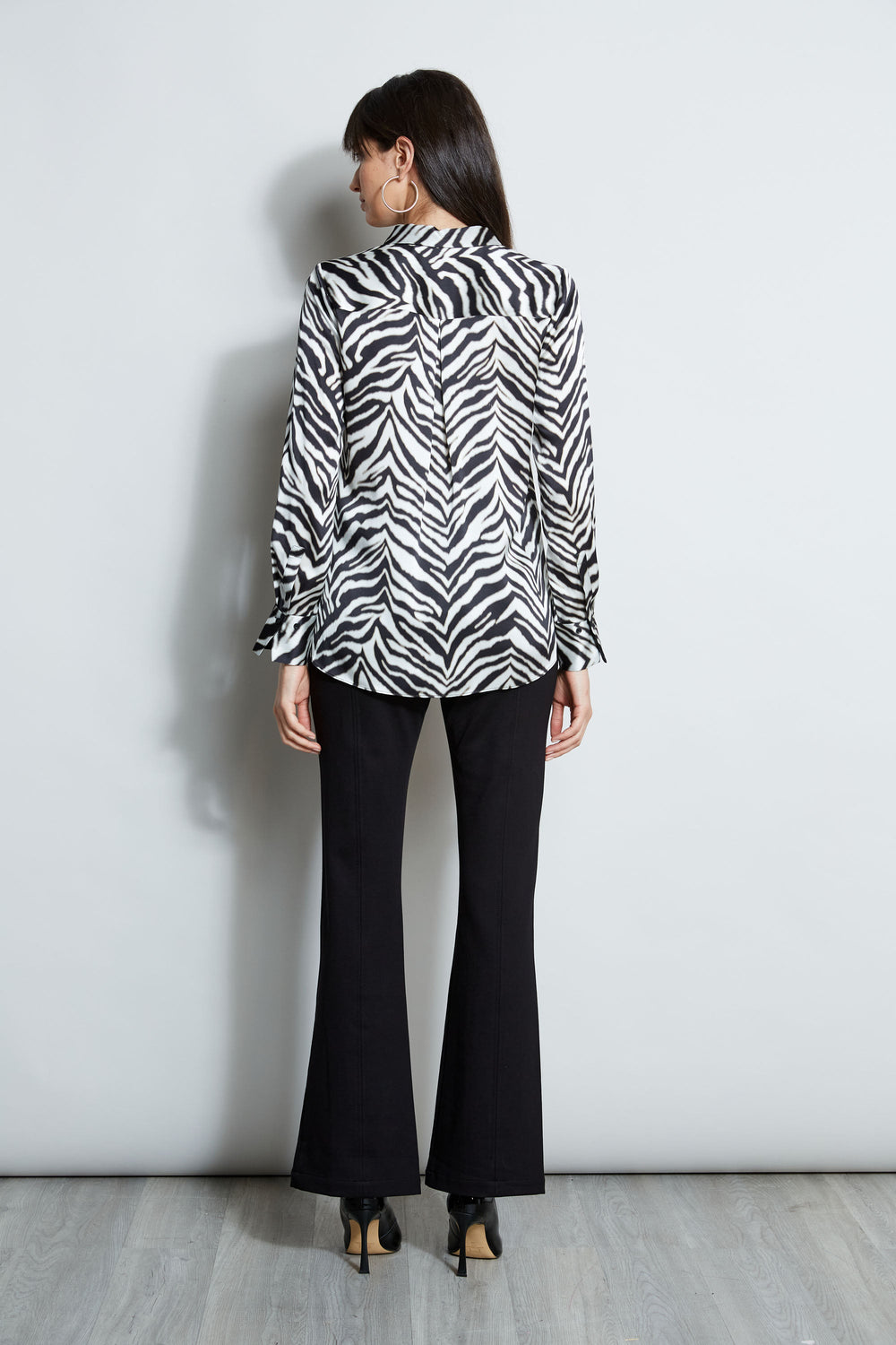Silk Zebra Button Down Shirt | Elie Tahari BLACK MULTI