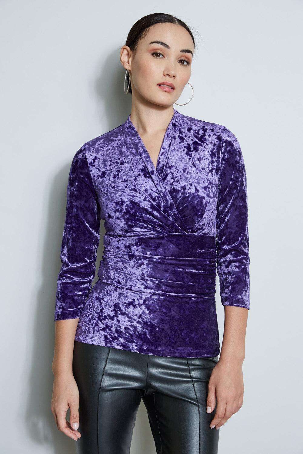 Crushed Velvet Ruched Knit | Elie Tahari WINTER PLUM