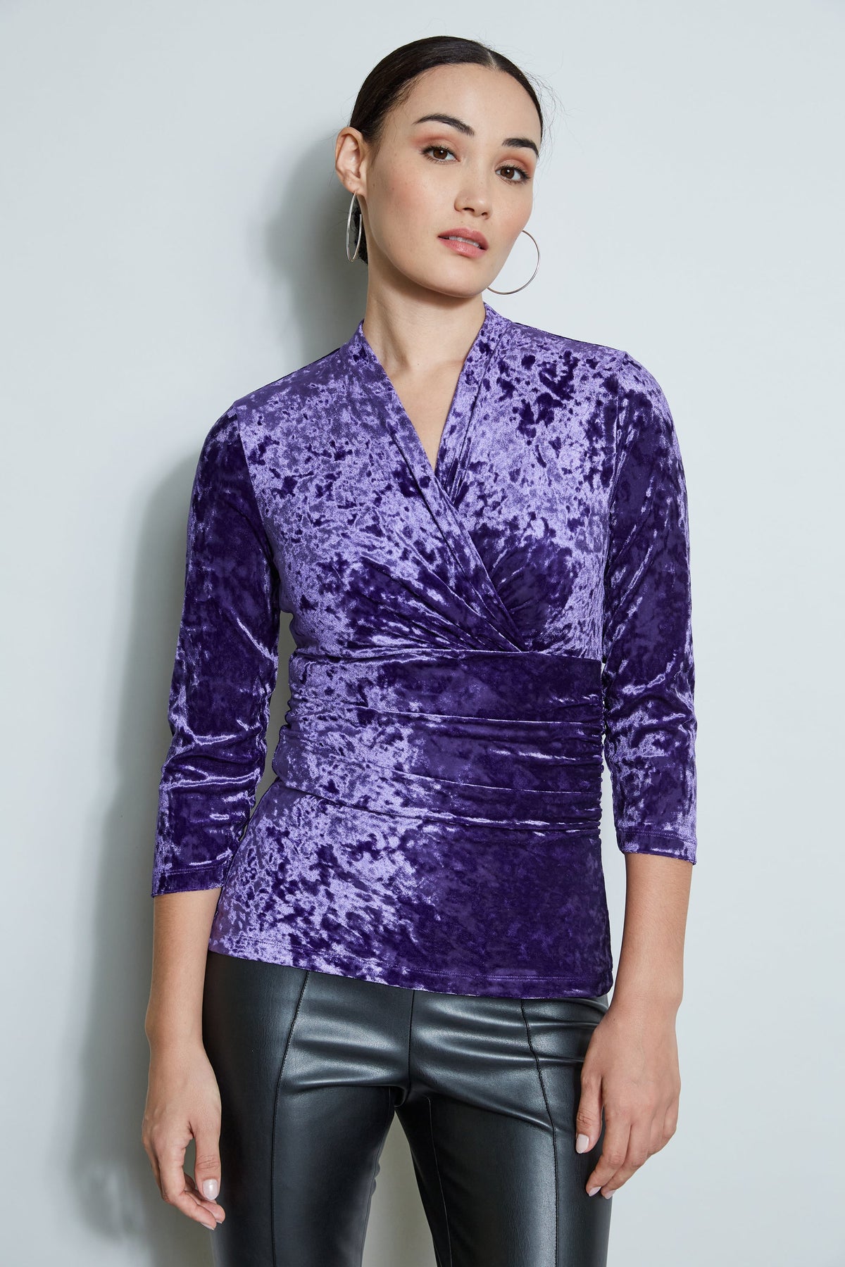 Crushed Velvet Ruched Knit | Elie Tahari WINTER PLUM