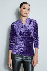 Crushed Velvet Ruched Knit | Elie Tahari WINTER PLUM