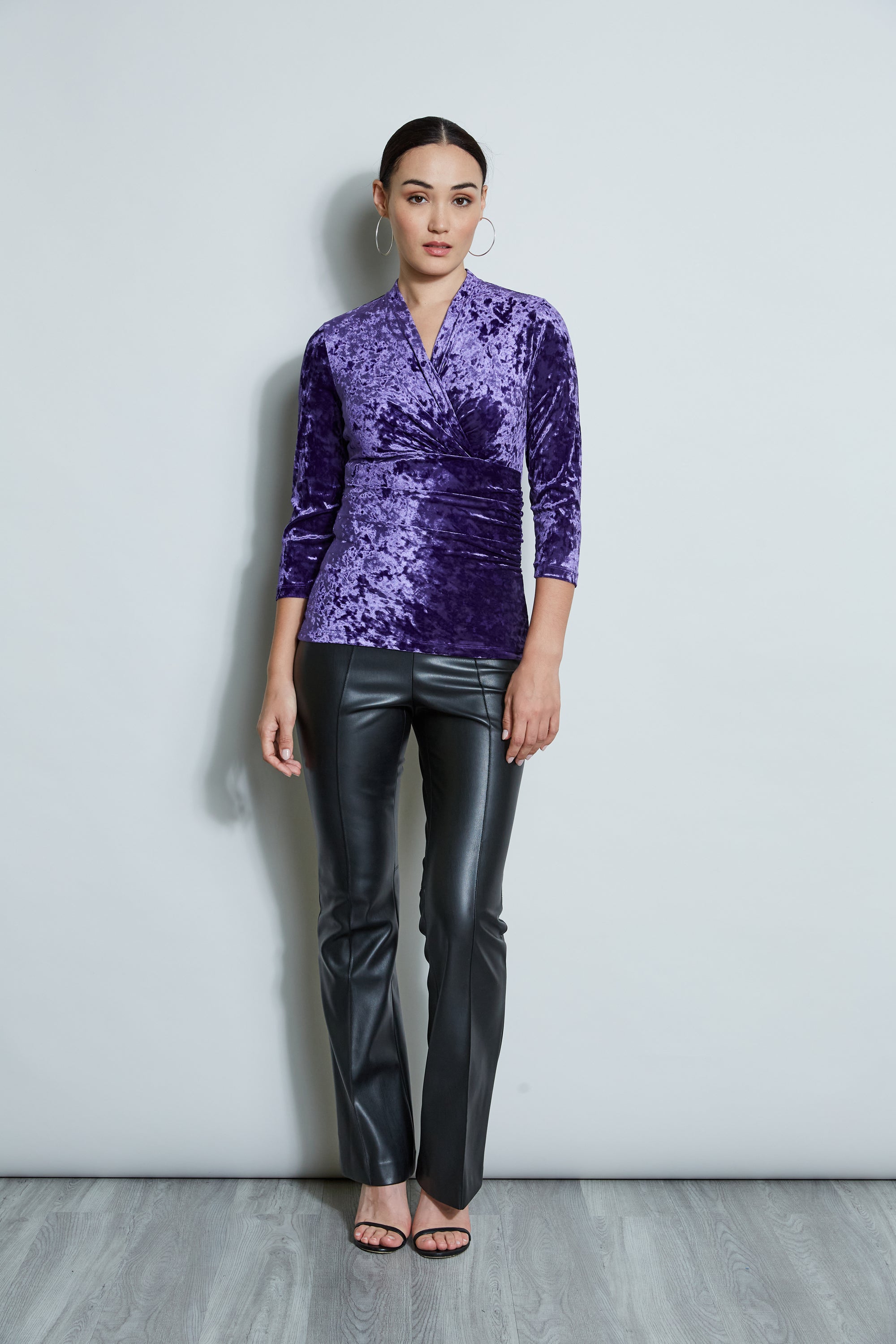 Crushed Velvet Ruched Knit | Elie Tahari WINTER PLUM