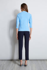 Lace Applique Mock Sweater | Elie Tahari CLOUD BLUE