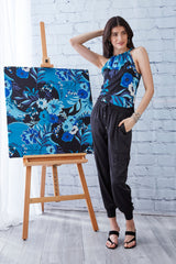 Nouveau Halter Shirt | Elie Tahari TEAL MULTI