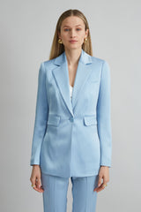 Satin Side Slit Blazer | Elie Tahari MARBLE BLUE