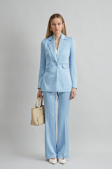 Satin Side Slit Blazer | Elie Tahari MARBLE BLUE
