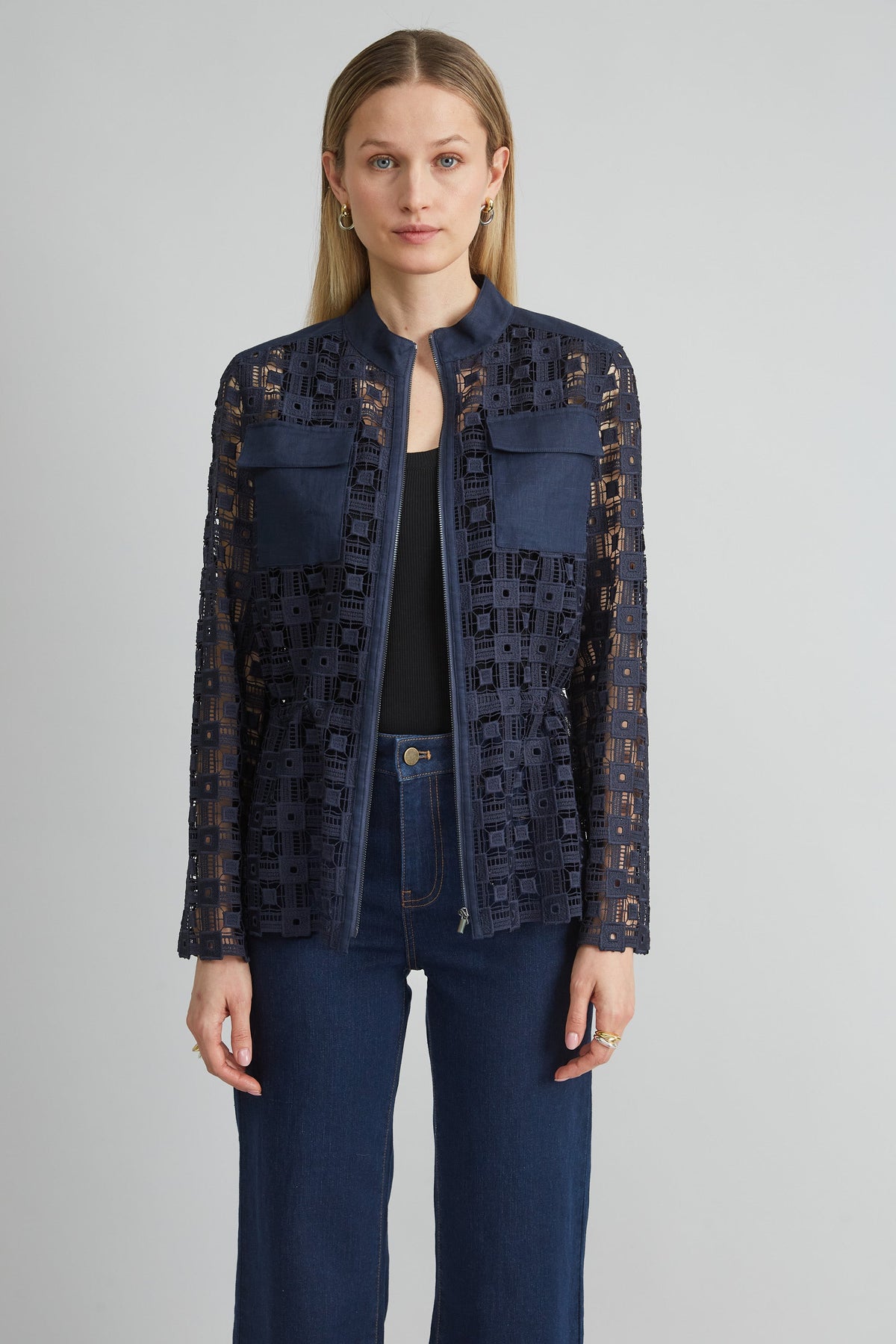 Lace Utility Jacket | Elie Tahari INDIGO