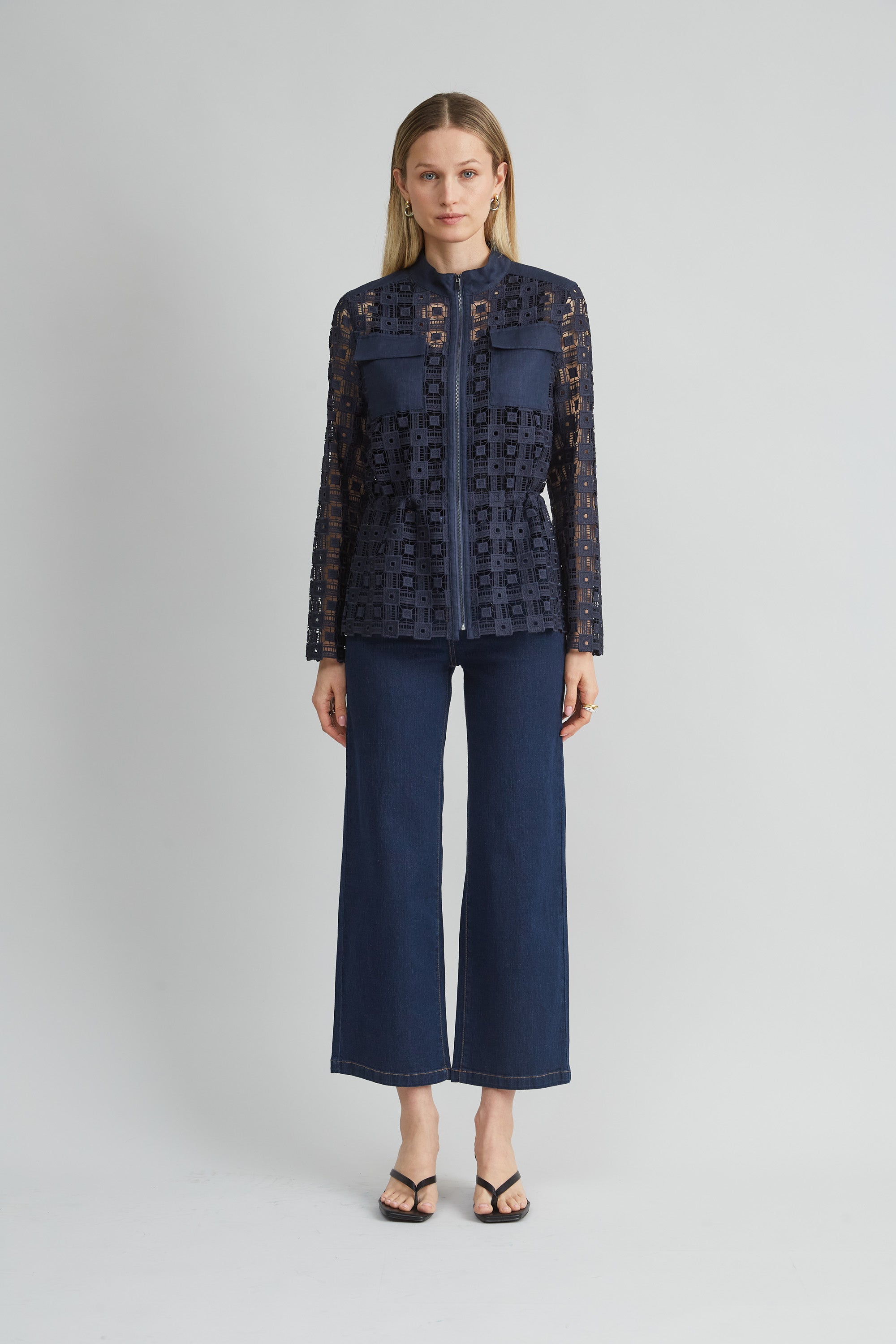 Lace Utility Jacket | Elie Tahari INDIGO