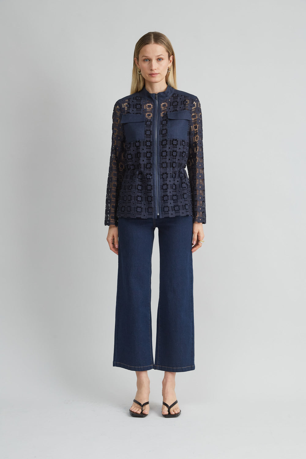 Lace Utility Jacket | Elie Tahari INDIGO