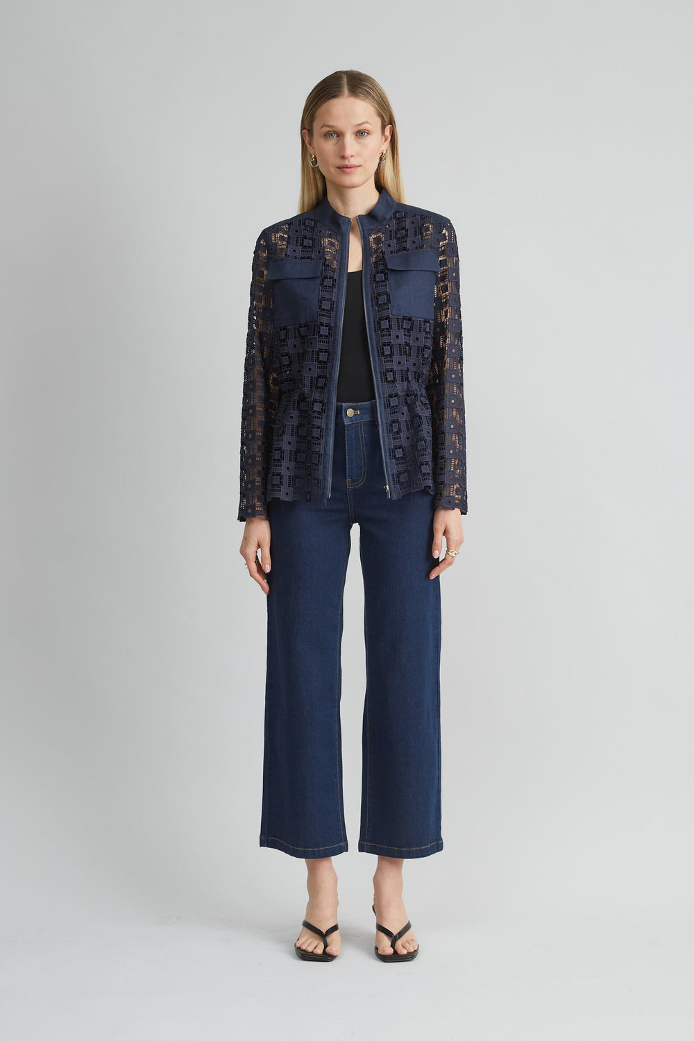 Lace Utility Jacket | Elie Tahari INDIGO
