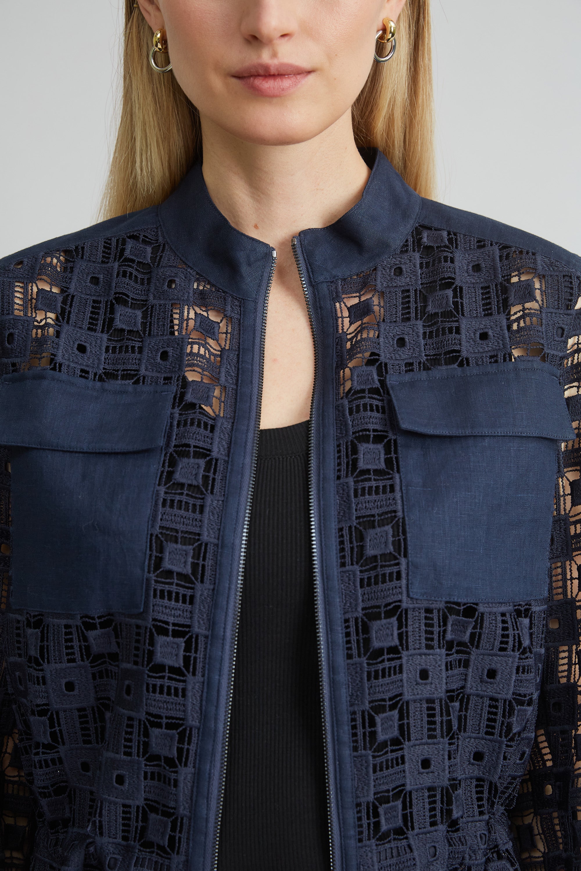 Lace Utility Jacket | Elie Tahari INDIGO