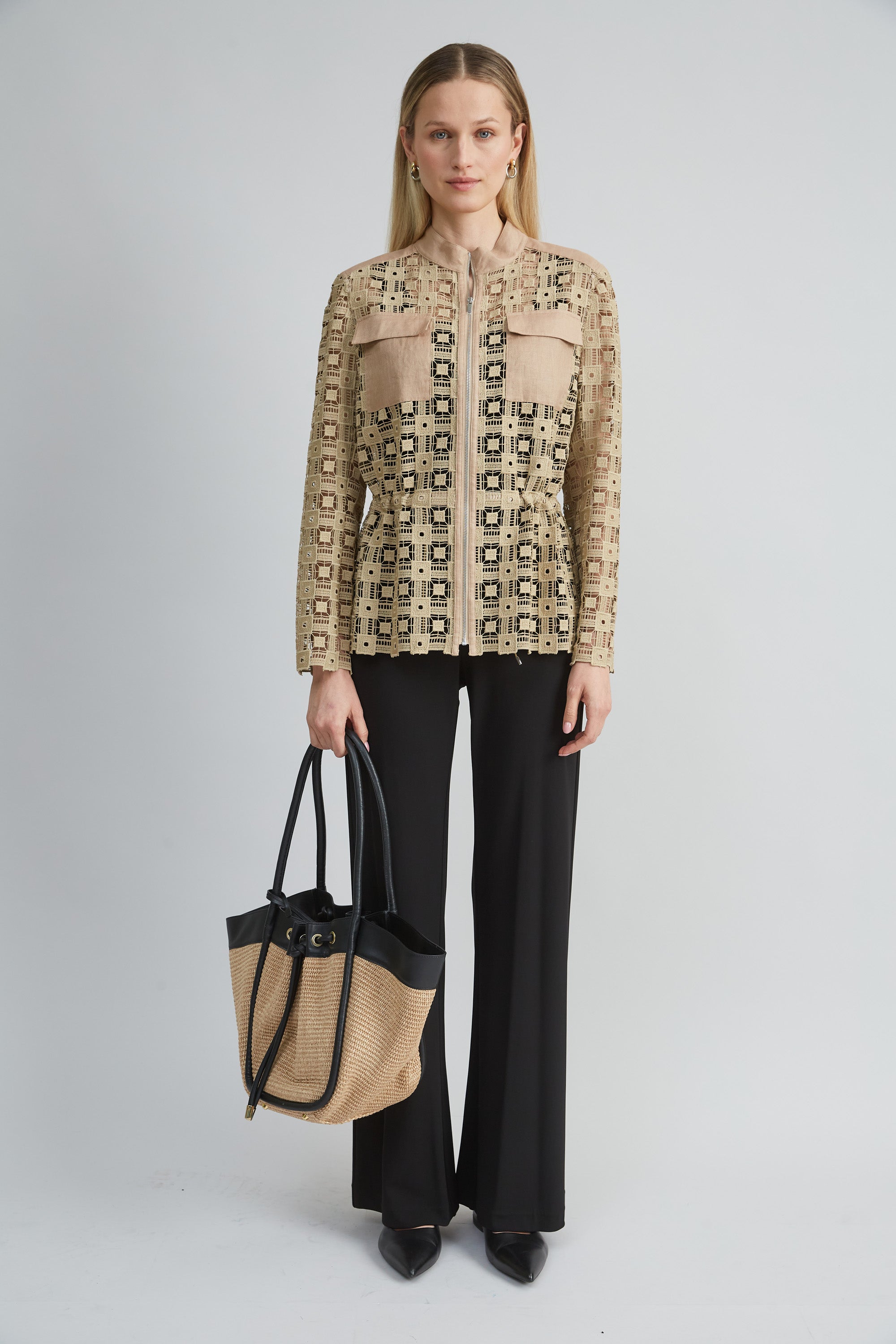 Lace Utility Jacket | Elie Tahari SANDCASTLE