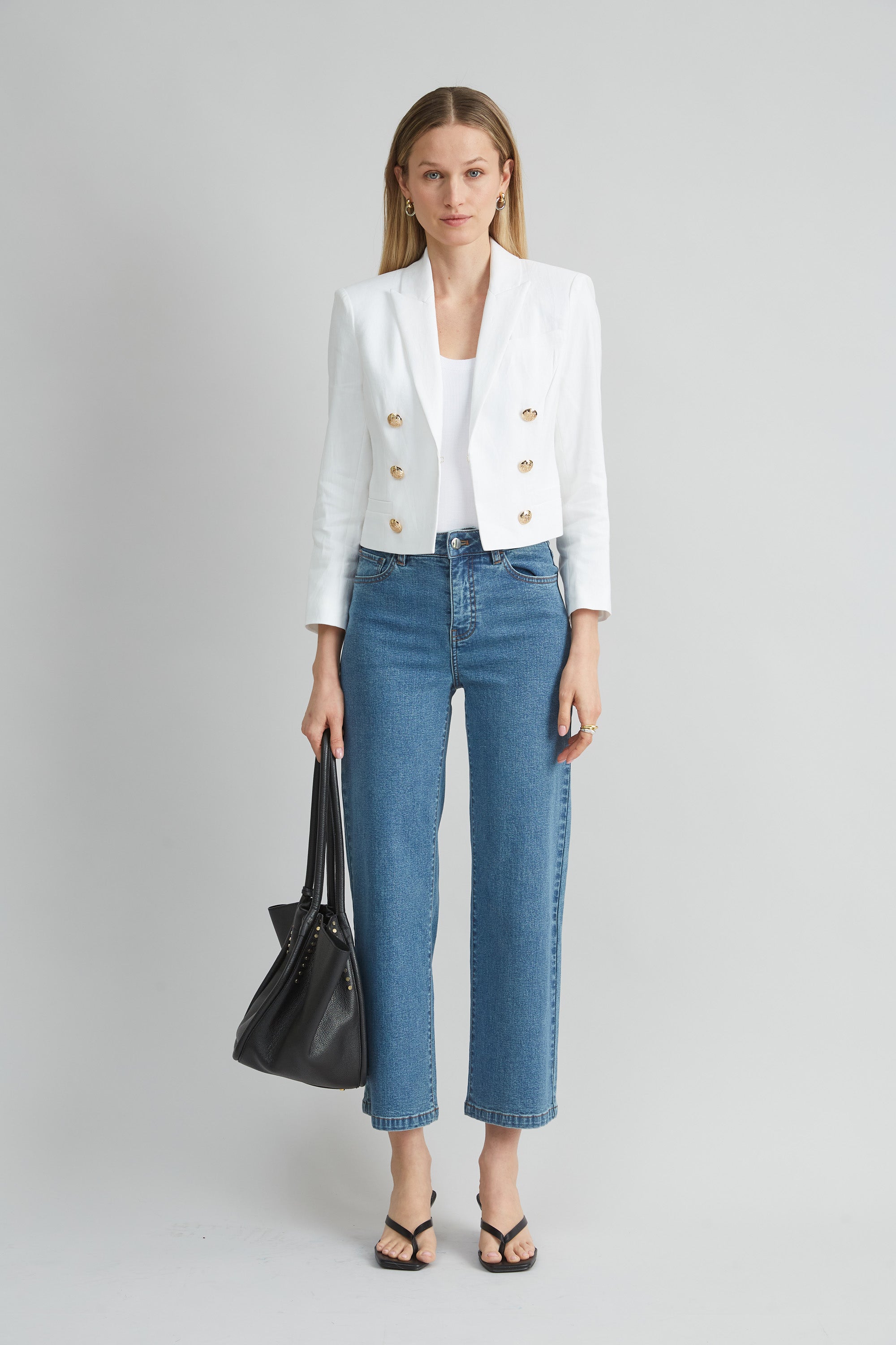 Cropped Linen Jacket | Elie Tahari WHITE
