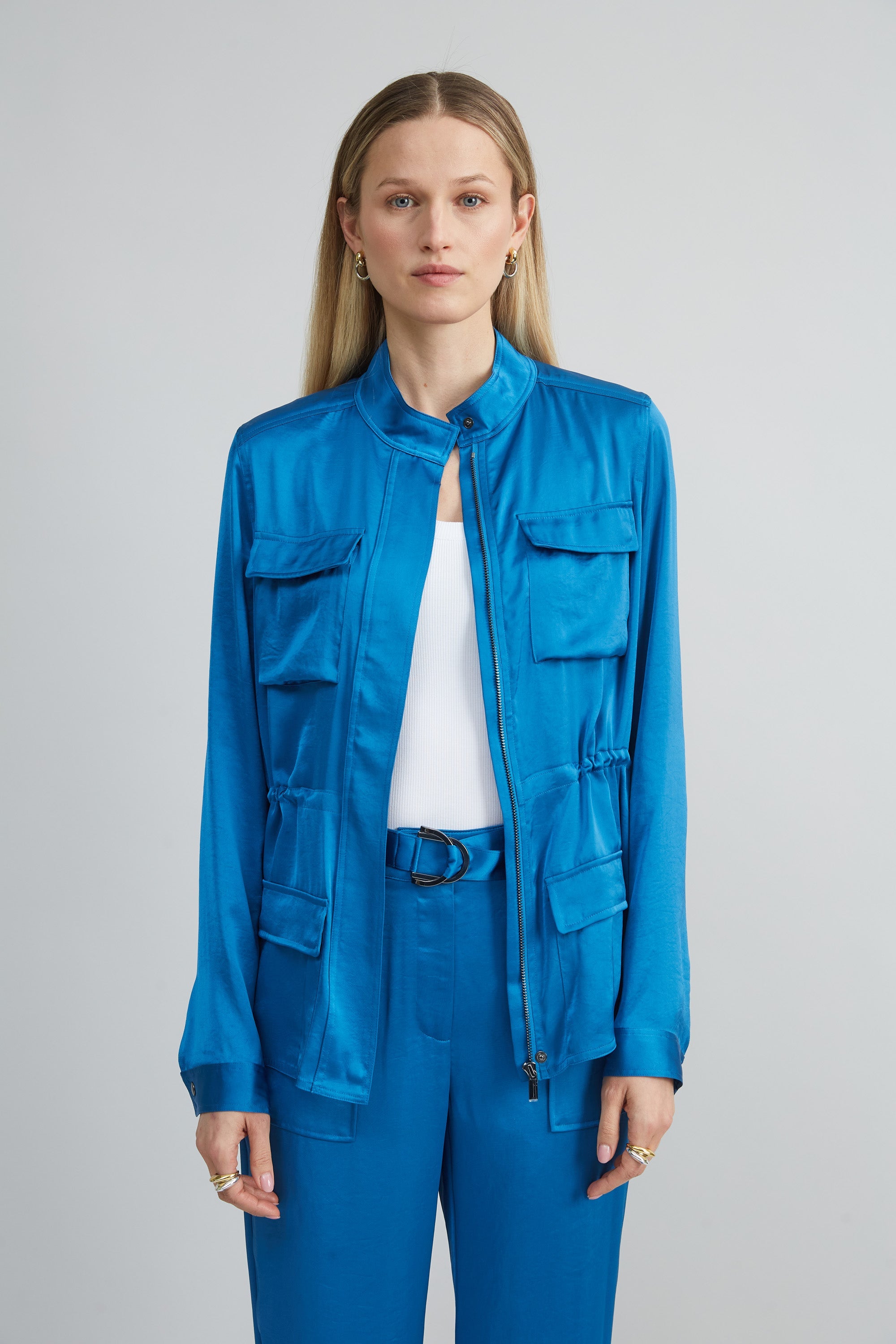 Satin Utility Jacket | Elie Tahari OCEAN