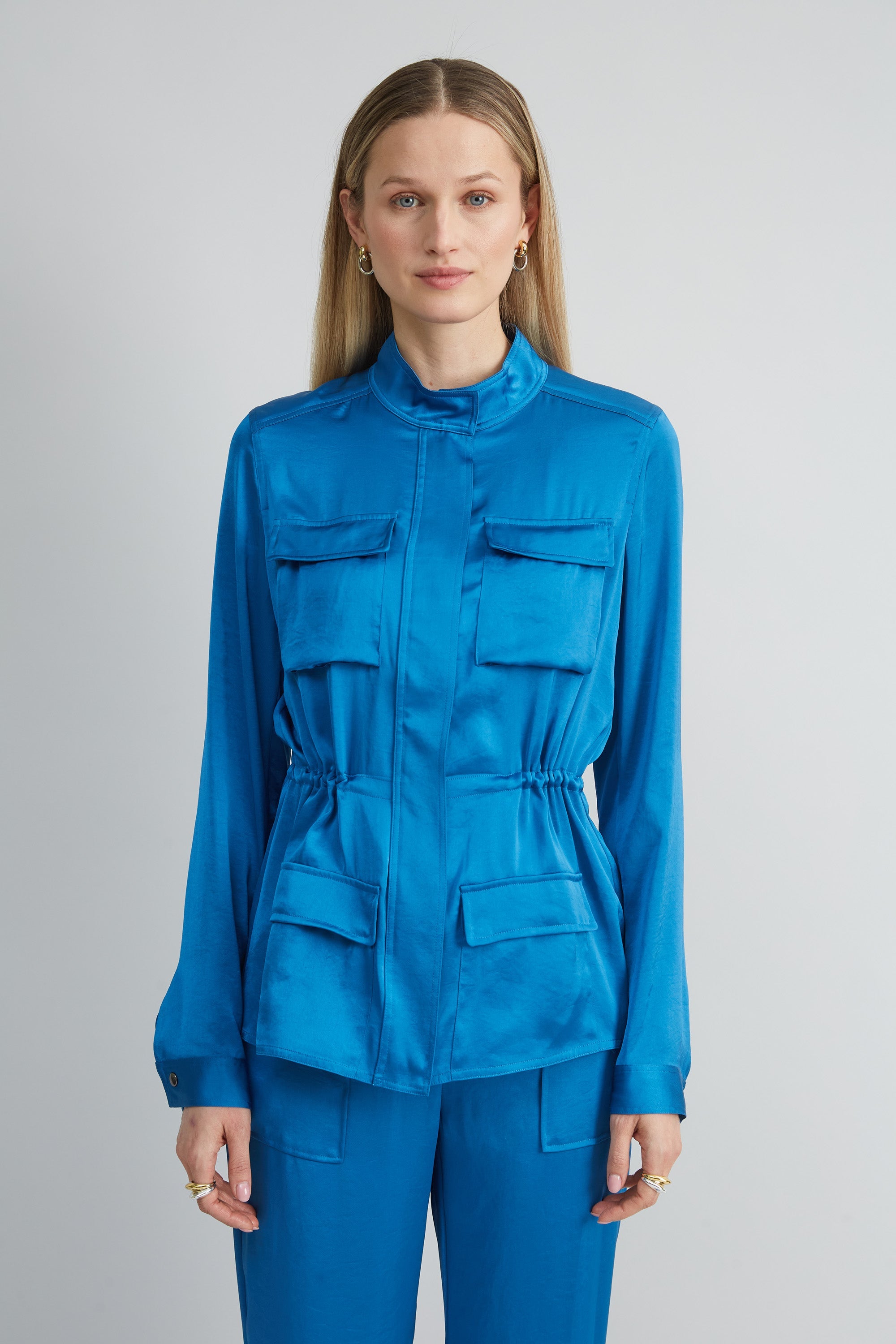 Satin Utility Jacket | Elie Tahari OCEAN