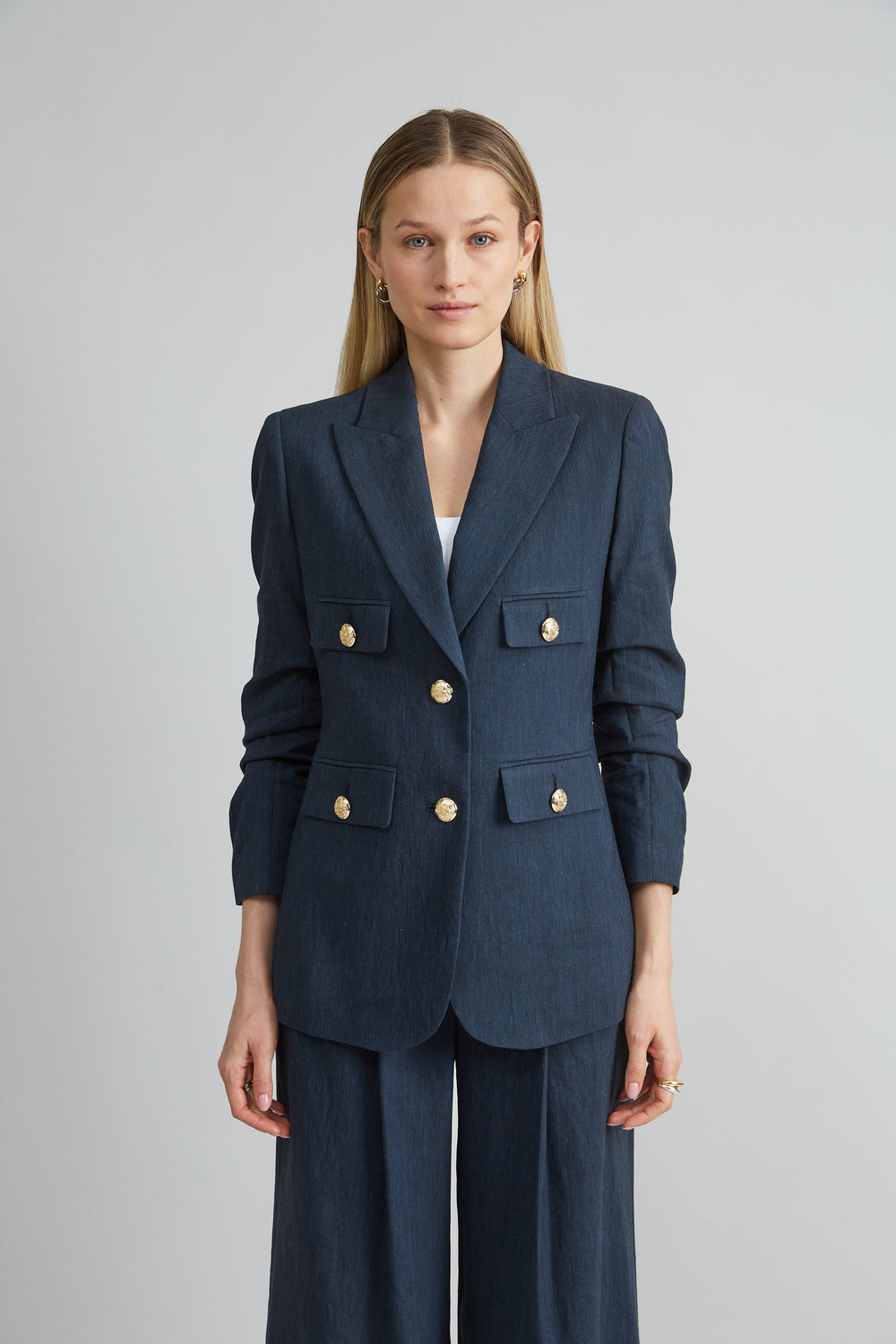 Linen Crest Button Blazer | Elie Tahari STARGAZER