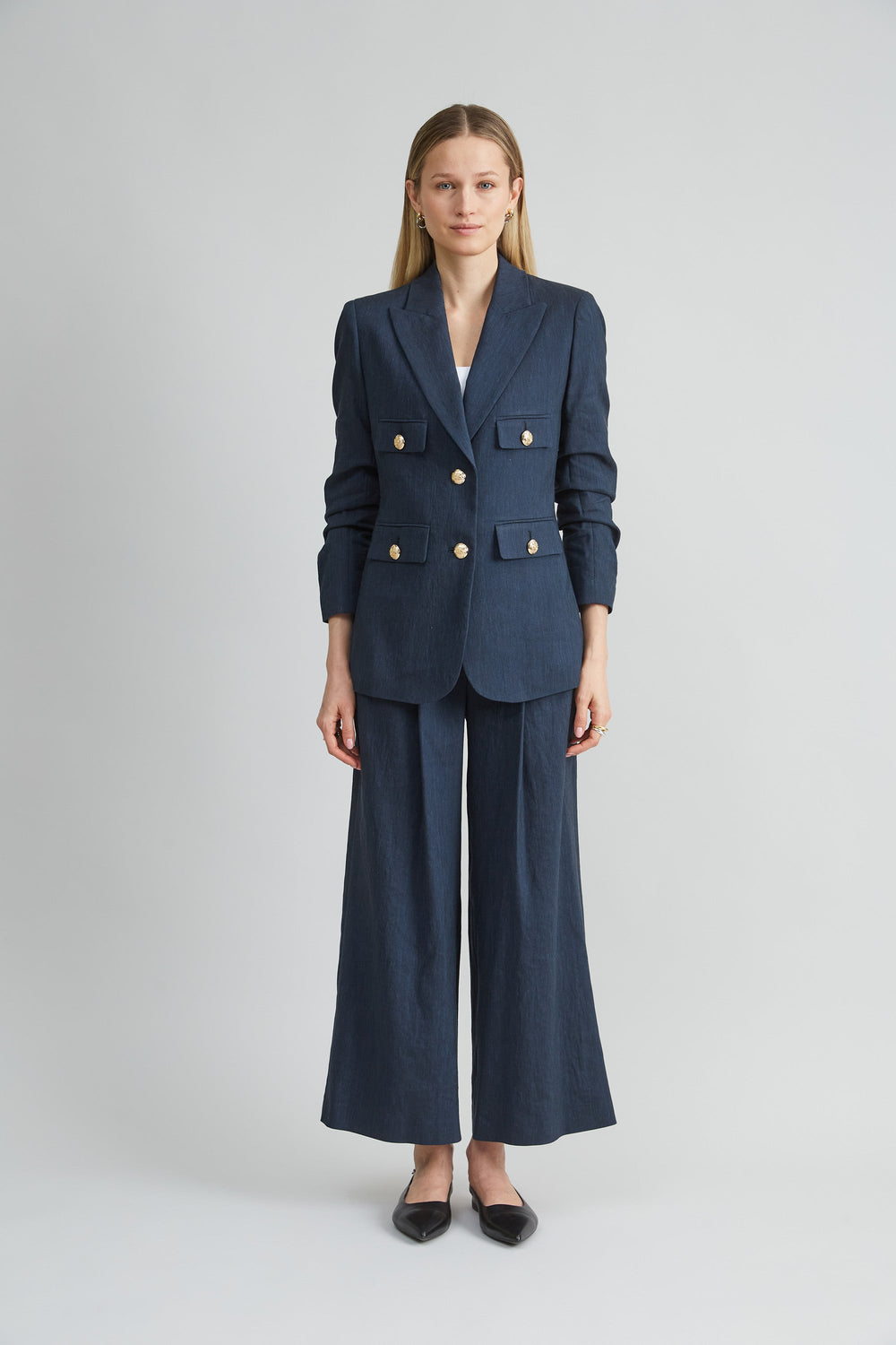 Linen Crest Button Blazer | Elie Tahari STARGAZER