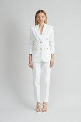 Linen Crest Button Blazer | Elie Tahari WHITE