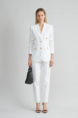 Linen Crest Button Blazer | Elie Tahari WHITE